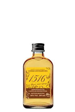PETACA Cachaça 1516 Ouro envelhecida em Jequitibá 180ml 40%Vol