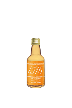 PET Cachaça 1516 Ouro envelhecida em Balsamo 50ml 40%Vol